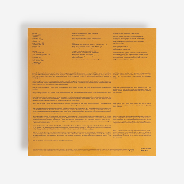 Peter Gordon, David Cunningham - The Yellow Box - Boomkat